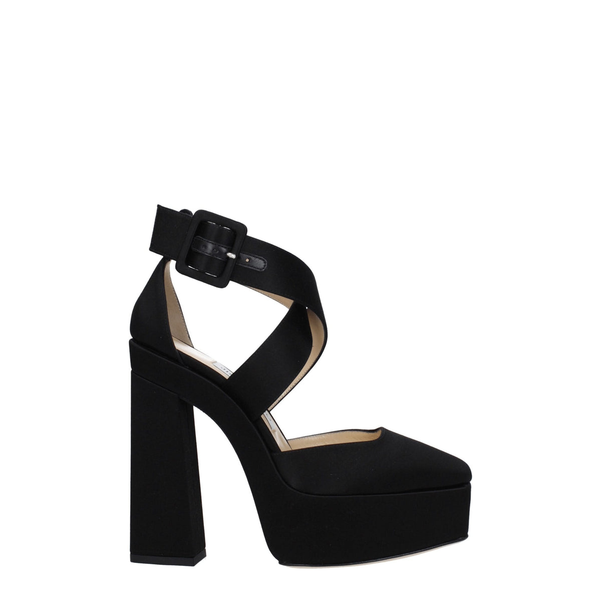 Jimmy Choo Black Satin Platform Sandals