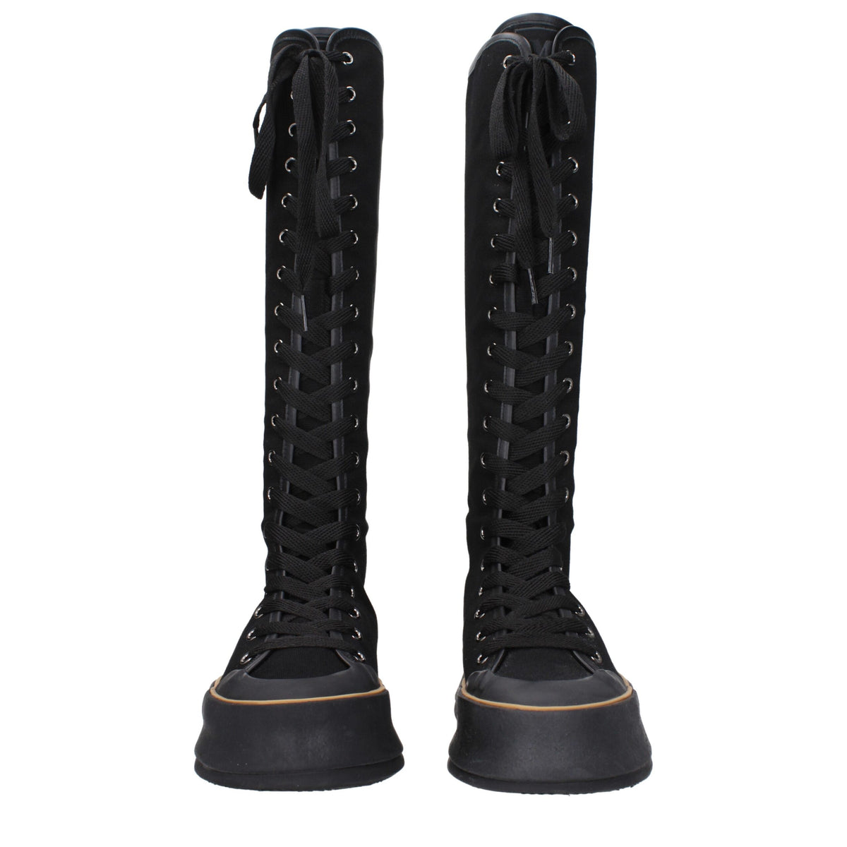 Max Mara Black Fabric Lace-Up Boots
