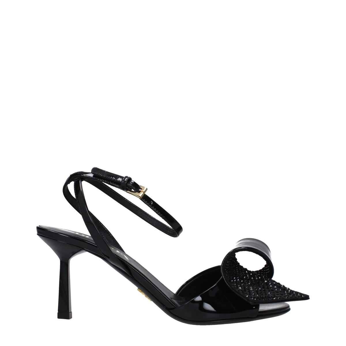 Prada Black Leather Stiletto Heel Sandals