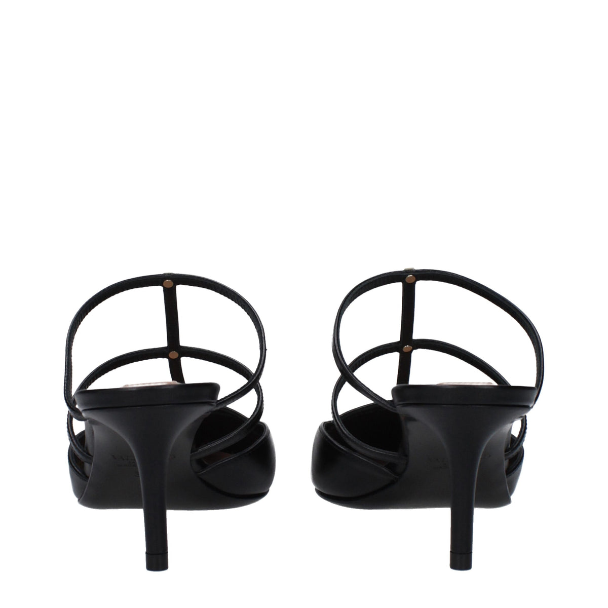 Valentino Garavani Black Leather Flat Sandals