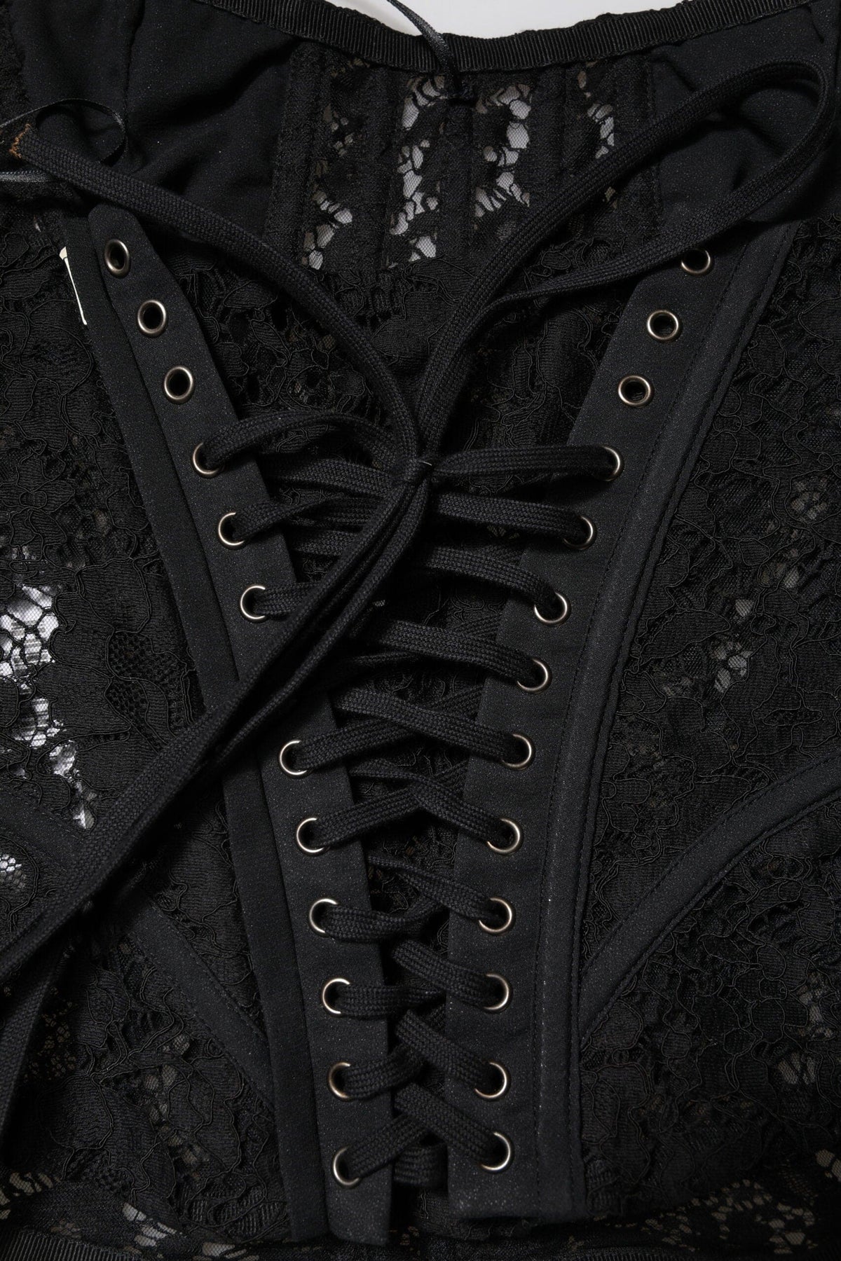 Dolce & Gabbana Black Strapless Floral Lace Bustier Cropped Top