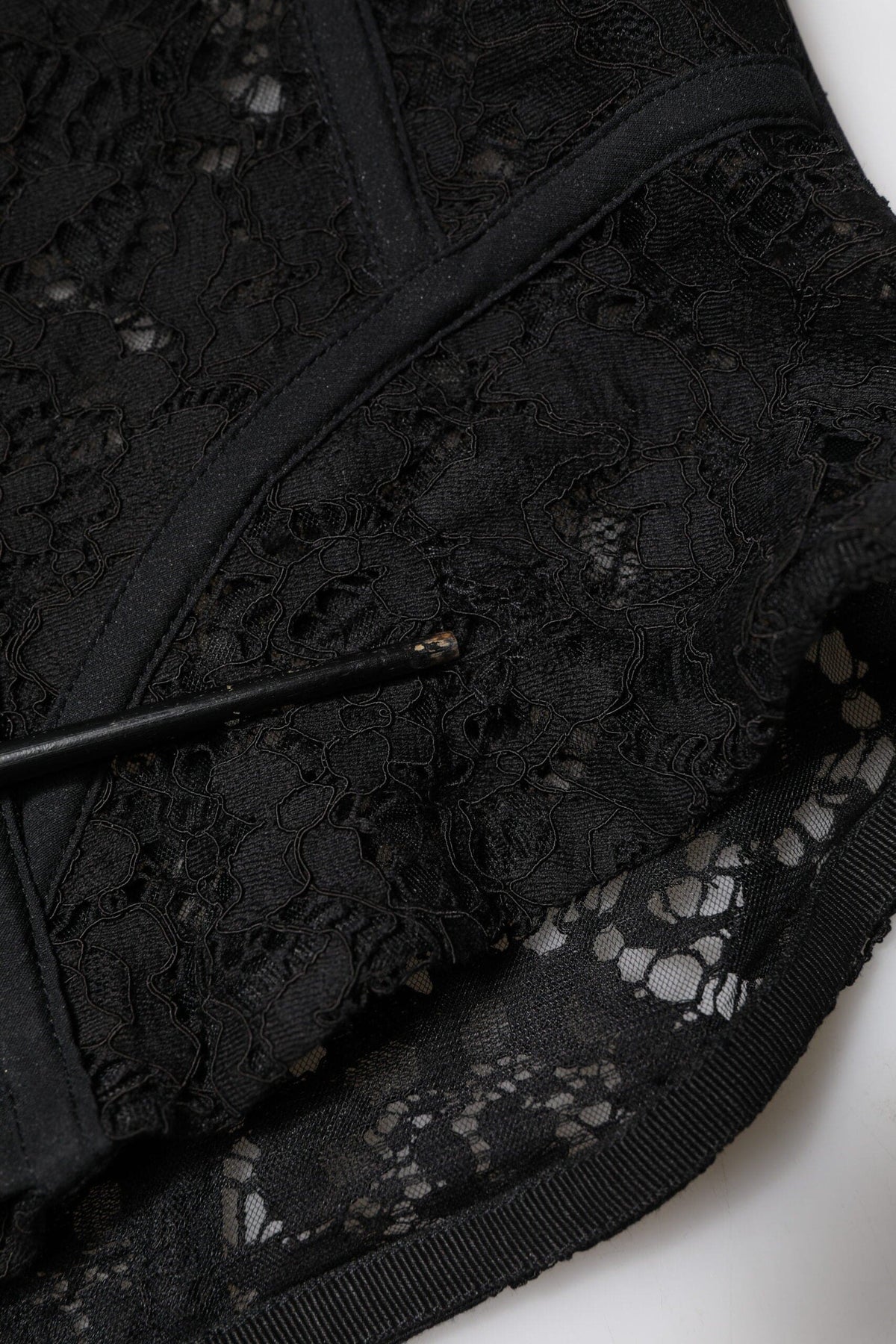 Dolce & Gabbana Black Strapless Floral Lace Bustier Cropped Top