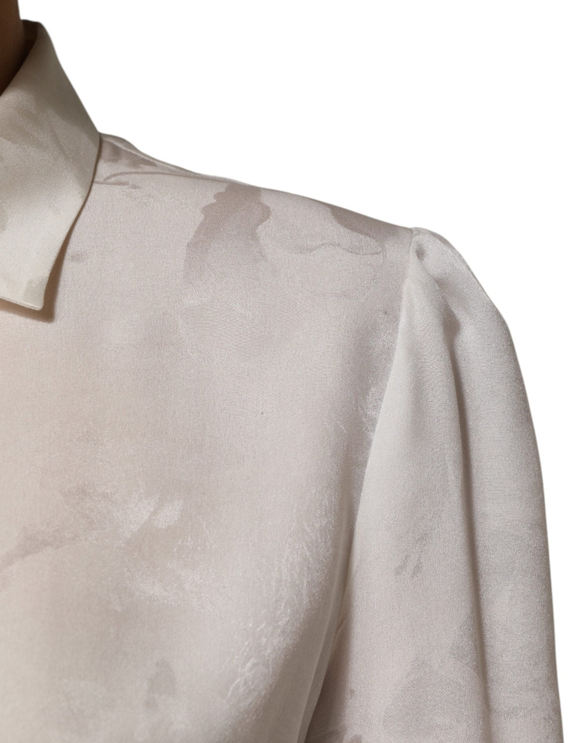 Dolce & Gabbana White Silk Long Sleeves Collared Shirt Top