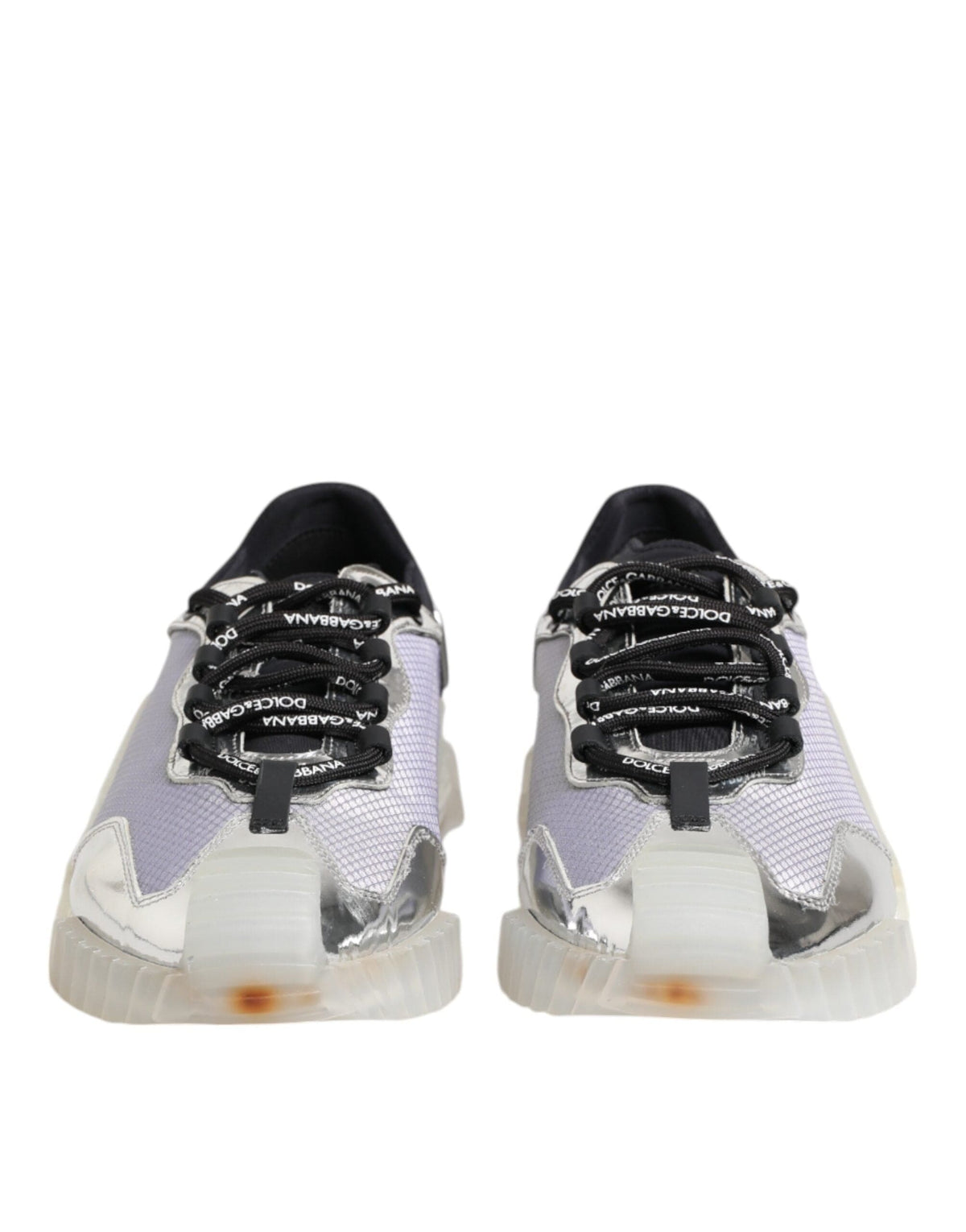 Dolce & Gabbana Silver Black Nylon NS1 Low Top Sneakers Shoes