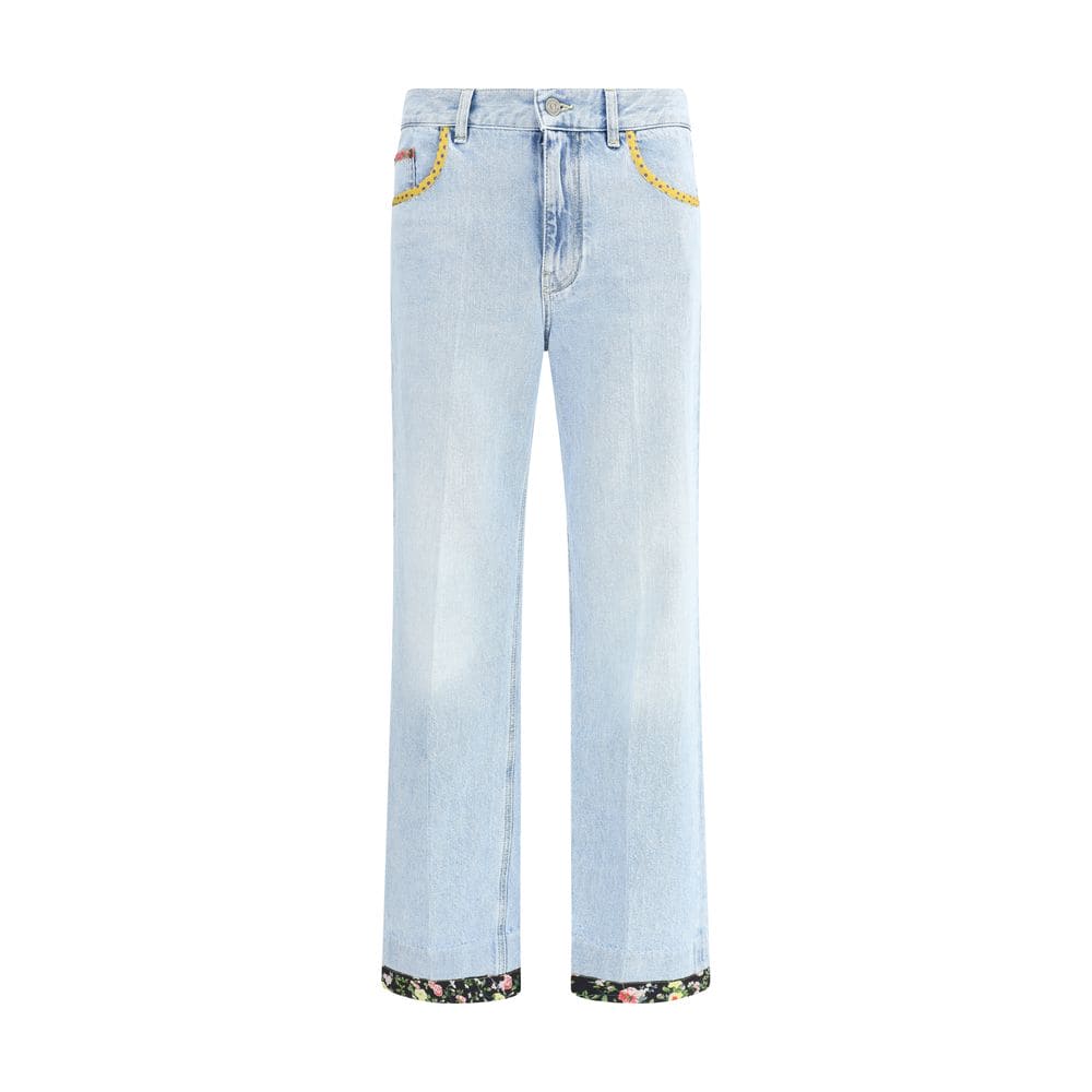 Valentino Light Blue Cotton Straight-Leg Jeans