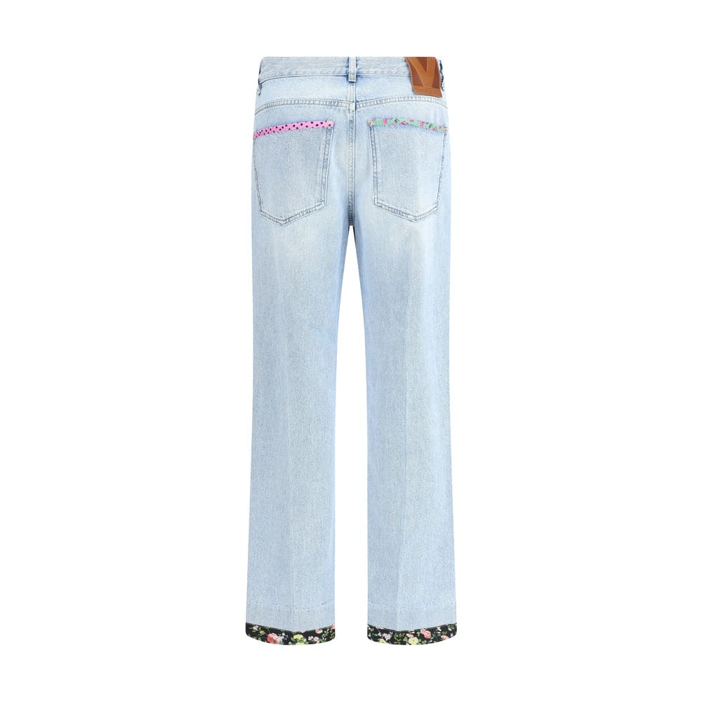 Valentino Light Blue Cotton Straight-Leg Jeans