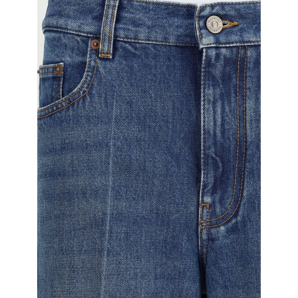 Valentino Blue Cotton Straight-Leg Jeans