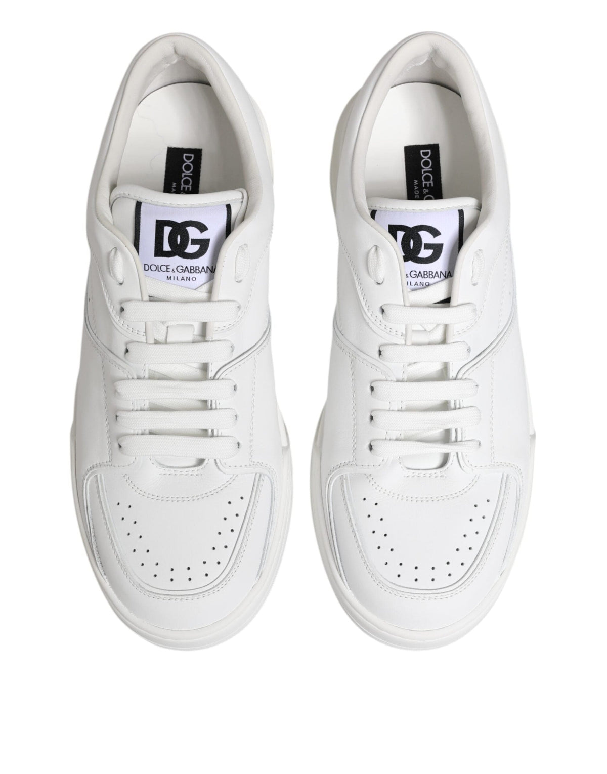 Dolce & Gabbana White Miami Leather Low Top Sneakers Shoes