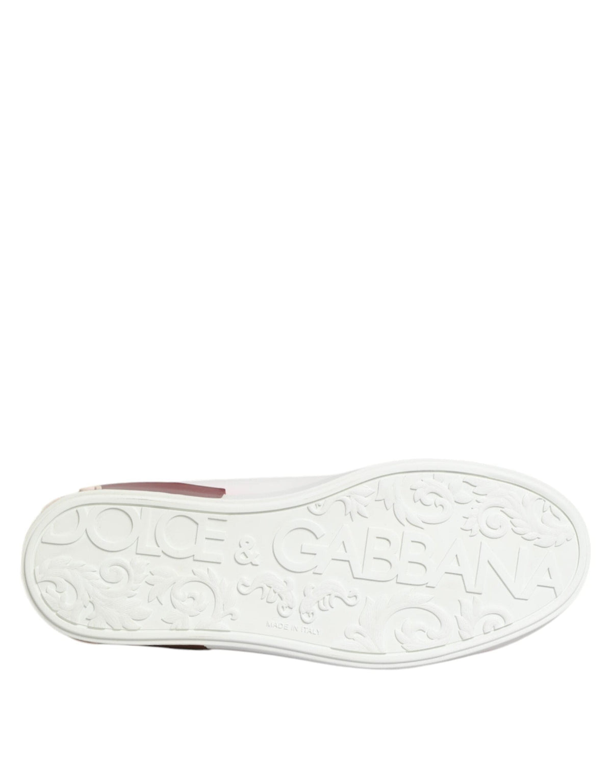 Dolce & Gabbana White Red Leather Lace Up Sneakers Shoes