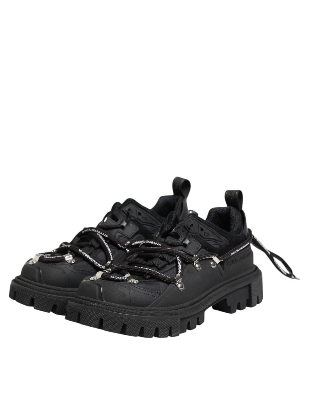 Dolce & Gabbana Black Low Top Lace Up Trekking Sneakers Shoes