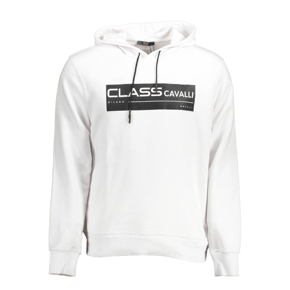 Cavalli Class White Cotton Men Sweatshirt