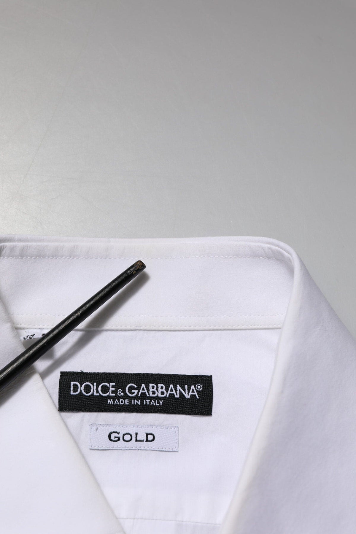 Dolce & Gabbana White Bib Cotton Poplin GOLD Men Formal Shirt