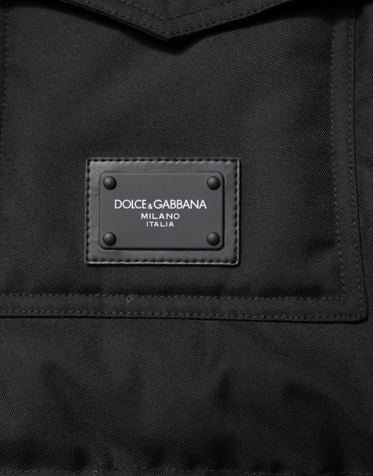 Dolce & Gabbana Black Sleeveless Parka Logo Plaque Jacket