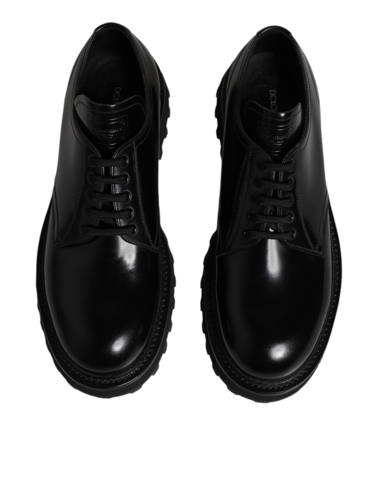Dolce & Gabbana Black Leather Lace Up Trekking Dress Shoes