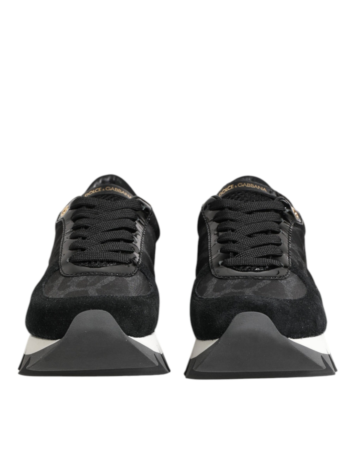 Dolce & Gabbana Black Gray Leopard Low Top Sneakers Shoes
