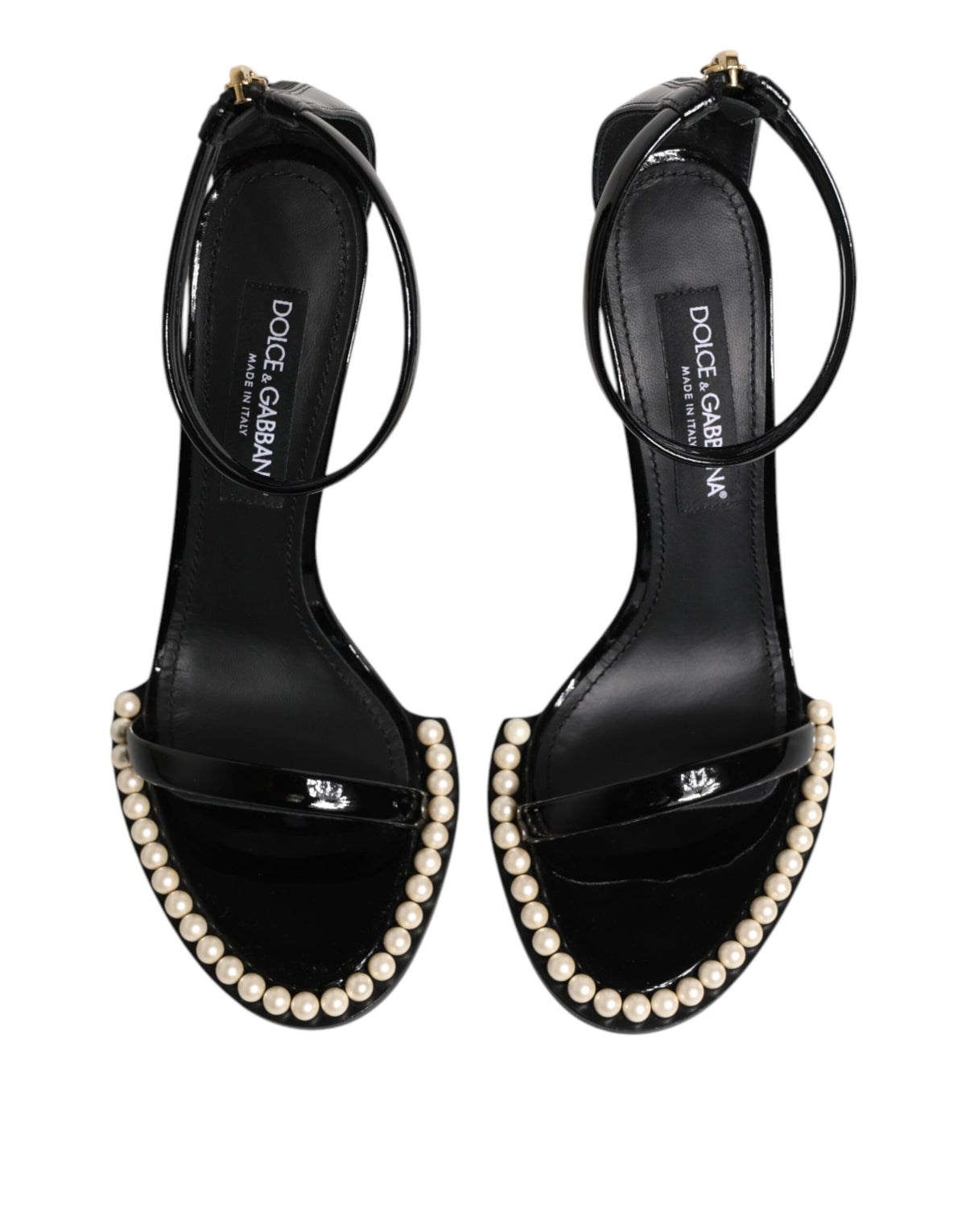 Dolce & Gabbana Black KEIRA Pearl Embellished Sandals Shoes
