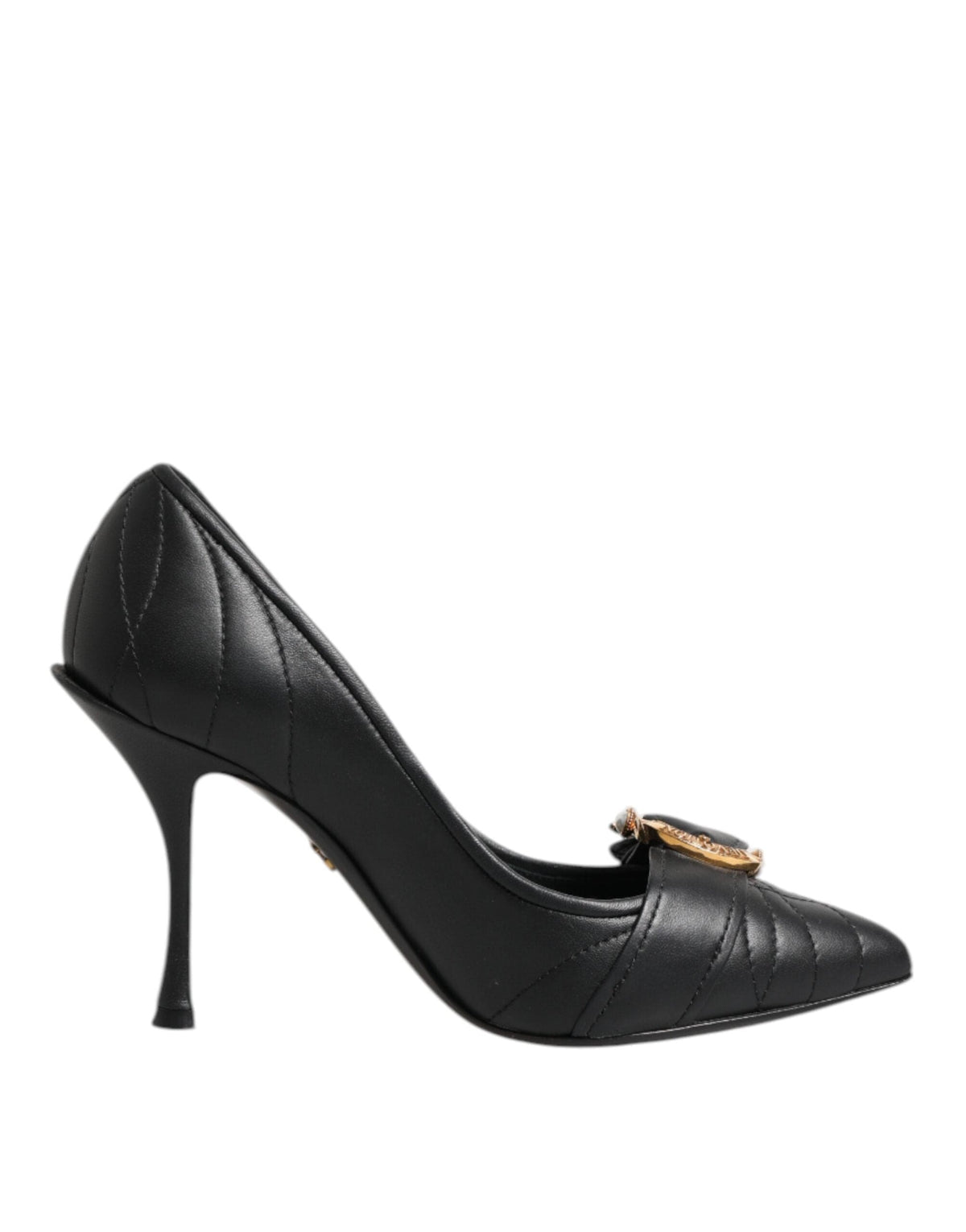 Dolce & Gabbana Black Devotion Leather Heels Pumps Shoes