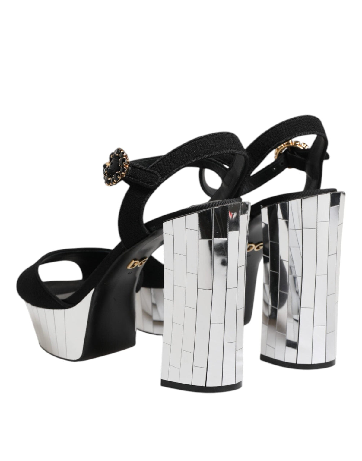 Dolce & Gabbana Black Crystal Ankle Strap Keira Sandal Shoes