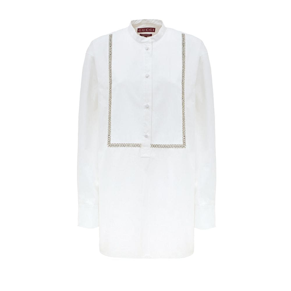 Gucci White Cotton Blouse