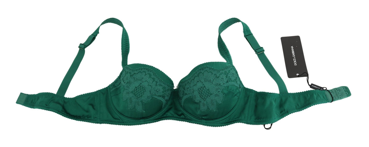 Soutien-gorge en soie et dentelle florale vert enchanteur Dolce &amp; Gabbana