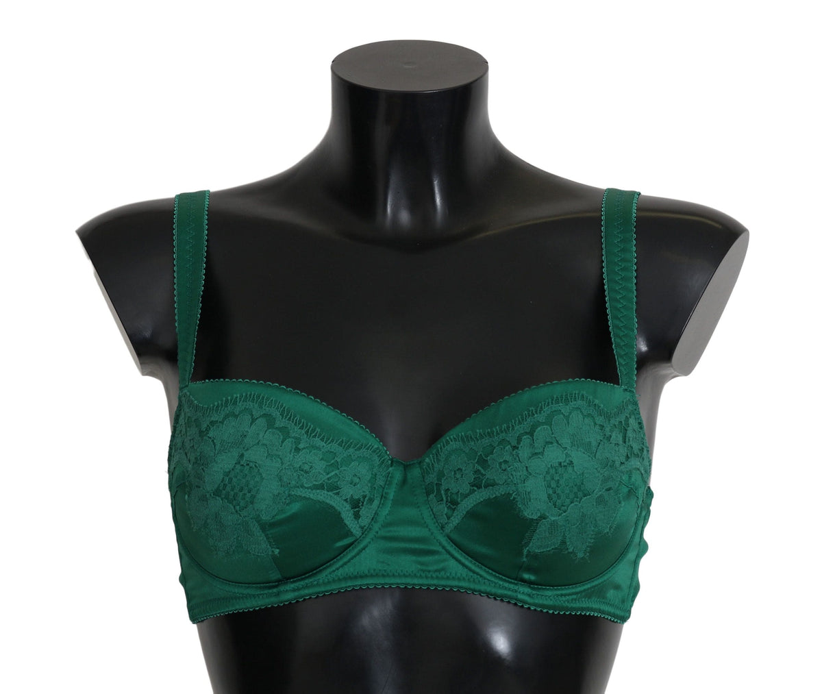 Soutien-gorge en soie et dentelle florale vert enchanteur Dolce &amp; Gabbana