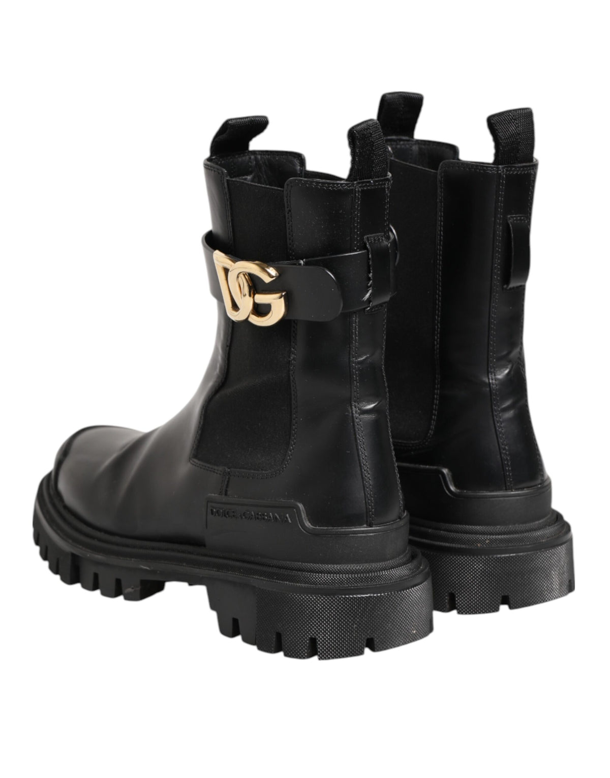 Dolce & Gabbana Black Gold DG Logo Trekking Calf Boots Shoes