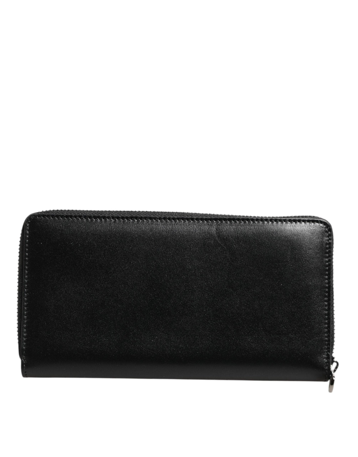 Dolce & Gabbana Black Leather DG Plaque Zip Around Continental Wallet