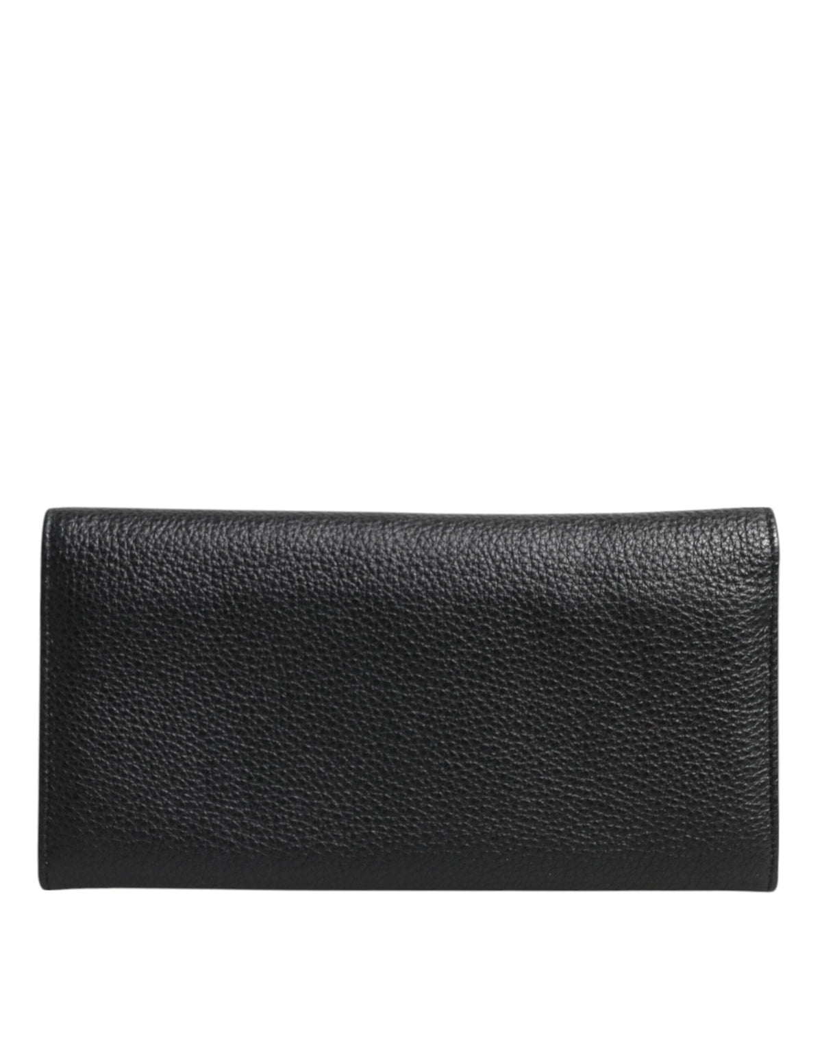 Dolce & Gabbana Black Leather Logo Plaque Trifold Card Holder Wallet