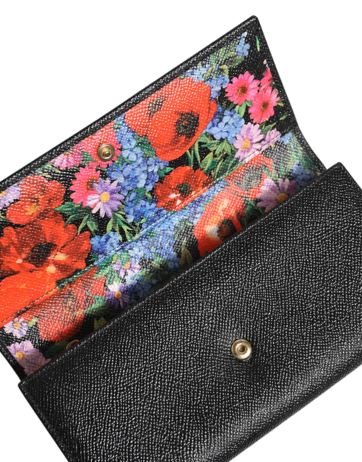 Dolce & Gabbana Black Leather Logo Plaque Trifold Card Holder Wallet