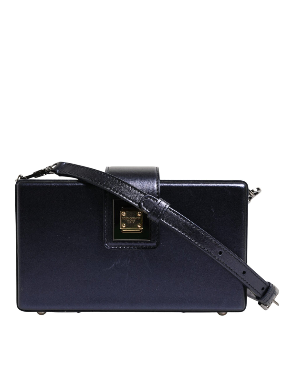 Dolce & Gabbana Blue DG BOX Lambskin Leather Crossbody Strap Bag