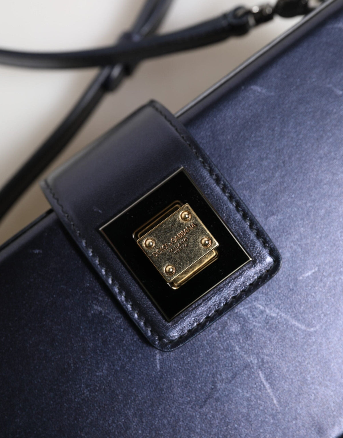 Dolce & Gabbana Blue DG BOX Lambskin Leather Crossbody Strap Bag