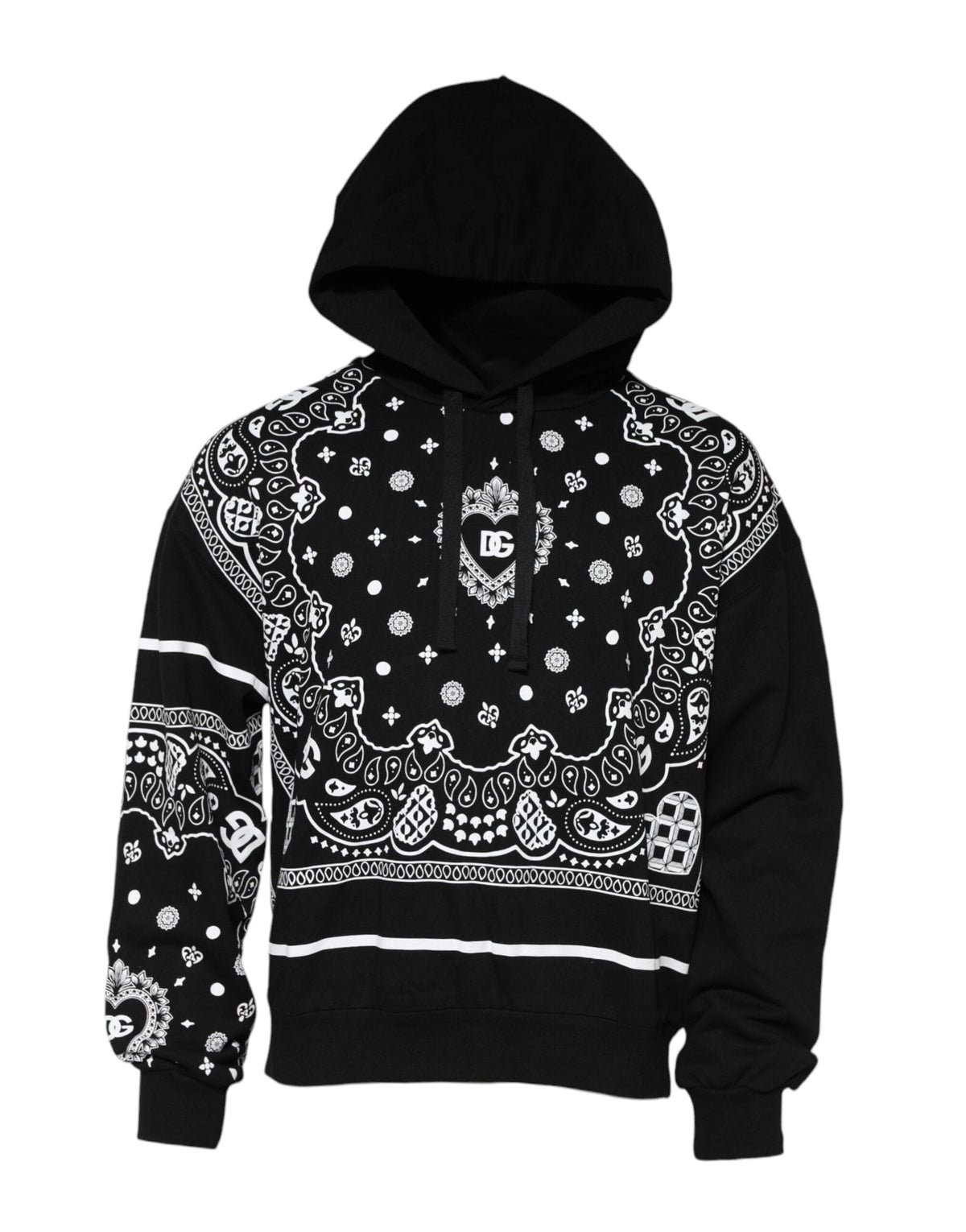 Dolce & Gabbana Black Bandana Hooded Men Sweatshirt Sweater