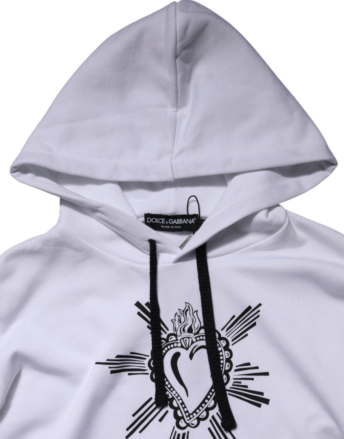 Dolce & Gabbana White Sacred Heart Hooded Sweatshirt Sweater
