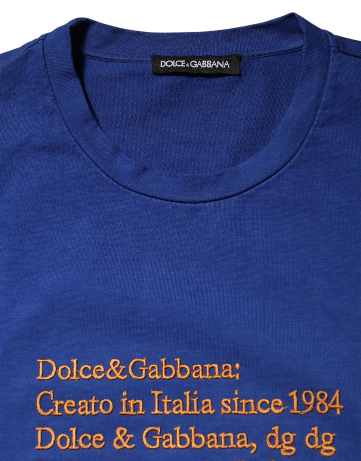 Dolce & Gabbana Blue Logo Graphic Cotton Crew Neck T-shirt
