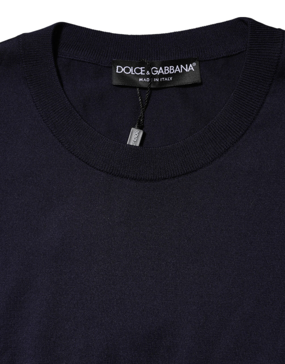 Dolce & Gabbana Dark Blue Silk Crew Neck Short Sleeves T-shirt