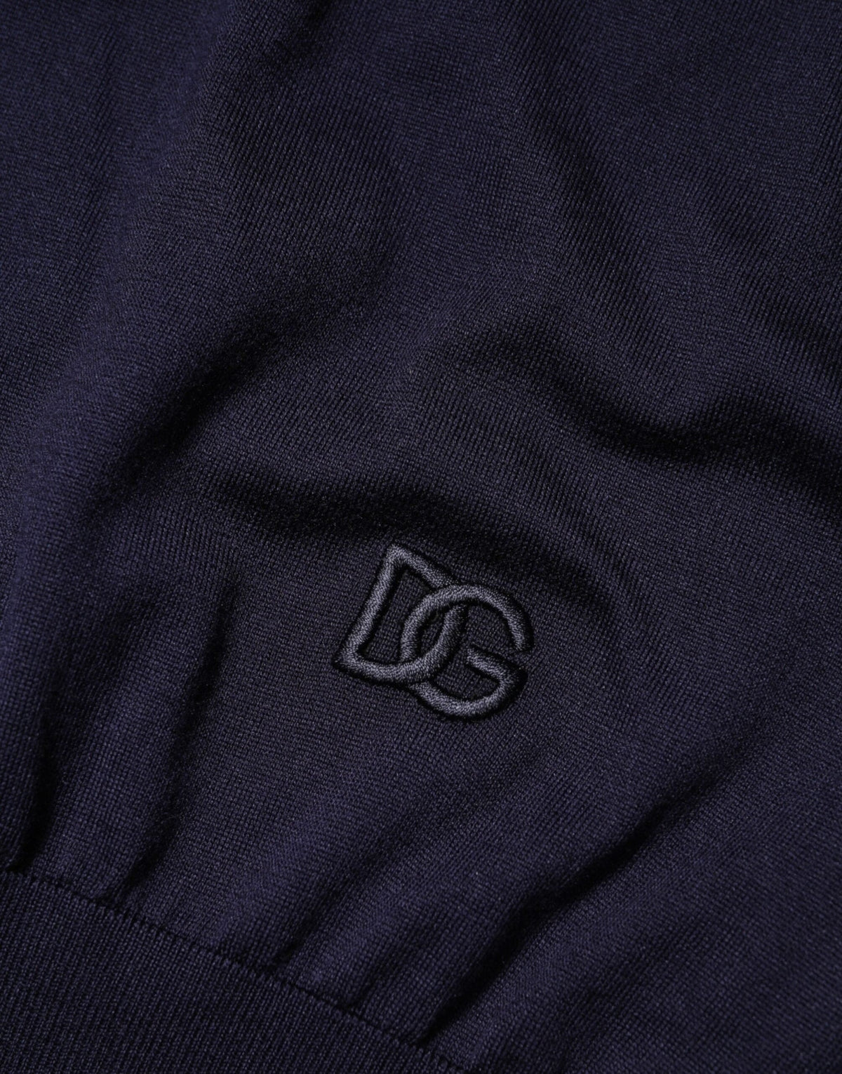 Dolce & Gabbana Dark Blue Silk Crew Neck Short Sleeves T-shirt