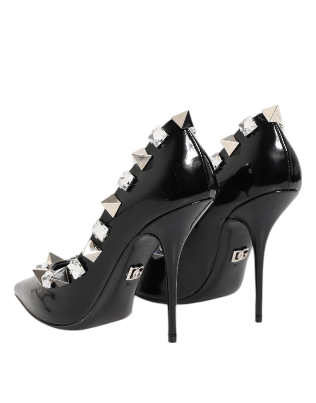 Dolce & Gabbana Black Crystals Studs Stiletto Pumps Shoes
