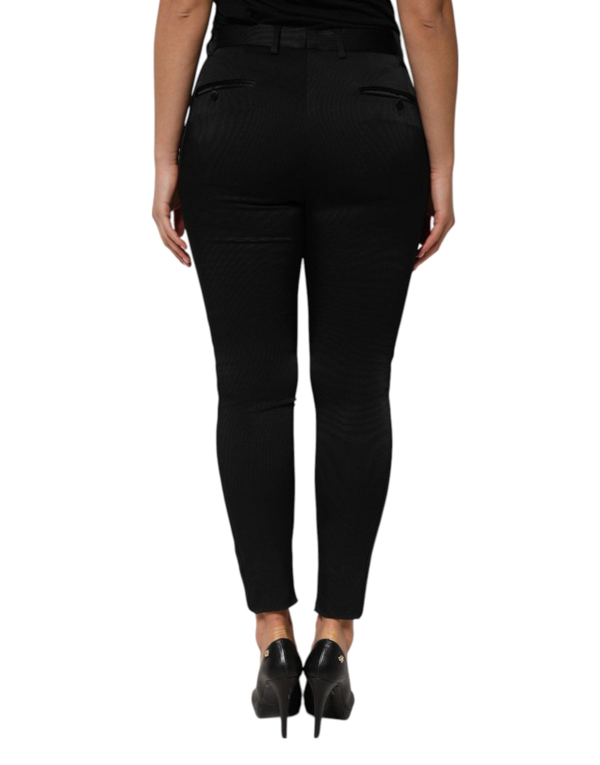 Dolce & Gabbana Black Acetate HighWaist Tapered Trouser Pants