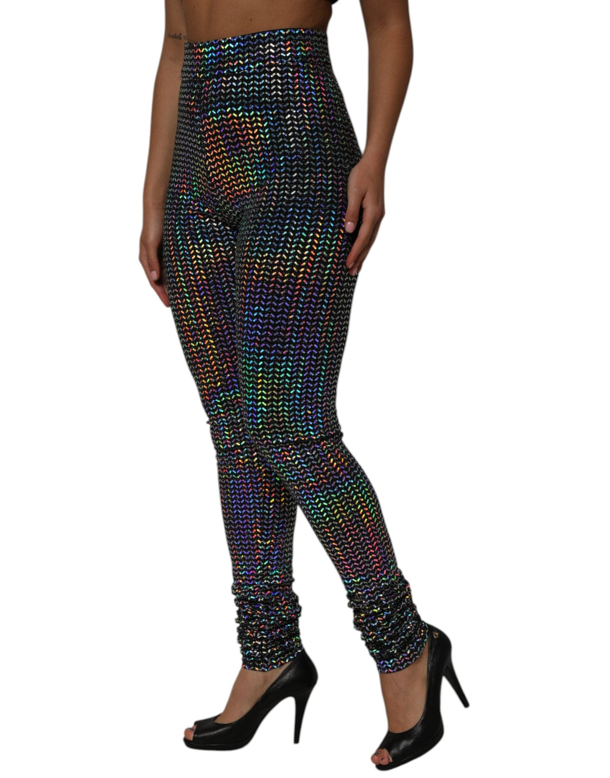 Dolce & Gabbana Multicolor Sequined Leggings Trouser Pants
