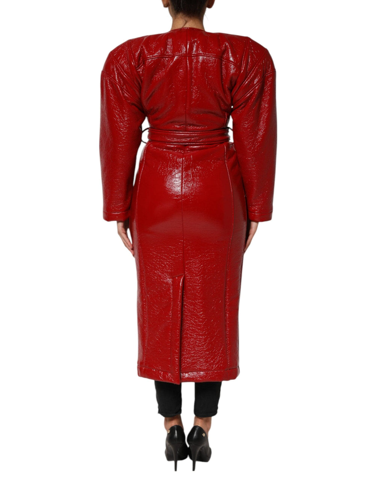 Dolce & Gabbana Red Wool Single Breasted Trench Coat Jacket