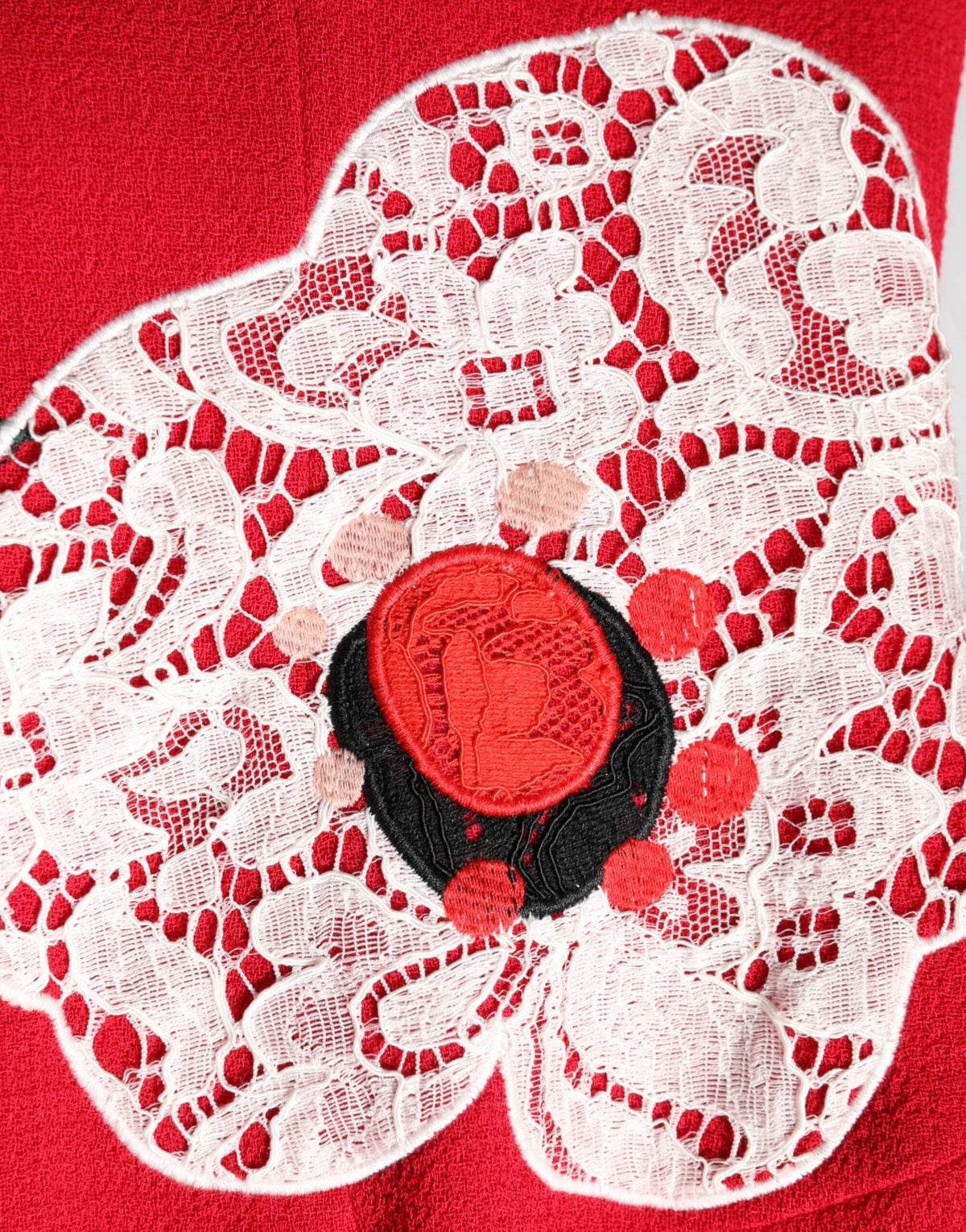 Dolce & Gabbana Red Lace Floral Applique A-line Mini Dress JOHNYCARRIBEAN Dolce & Gabbana Red Lace Floral Applique A-line Mini Dress JOHNYCARRIBEAN