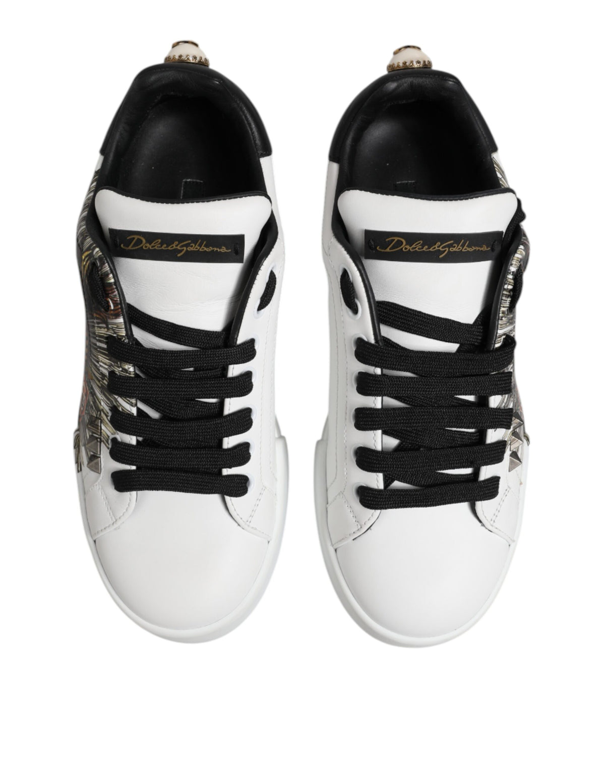 Dolce & Gabbana White Leather Portofino Lace Up Sneakers Shoes