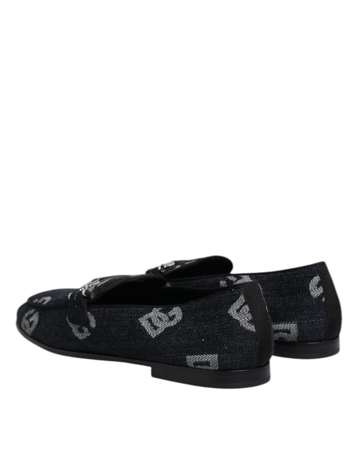 Dolce & Gabbana Blue Logo Cotton Loafers Formal Dress Shoes