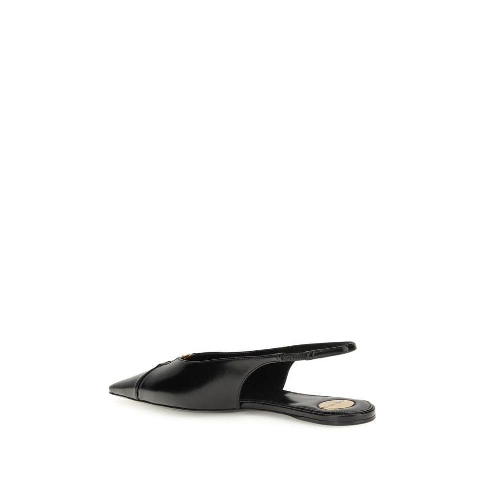 Saint Laurent Black Calf Leather Bos Taurus Ballet Flats