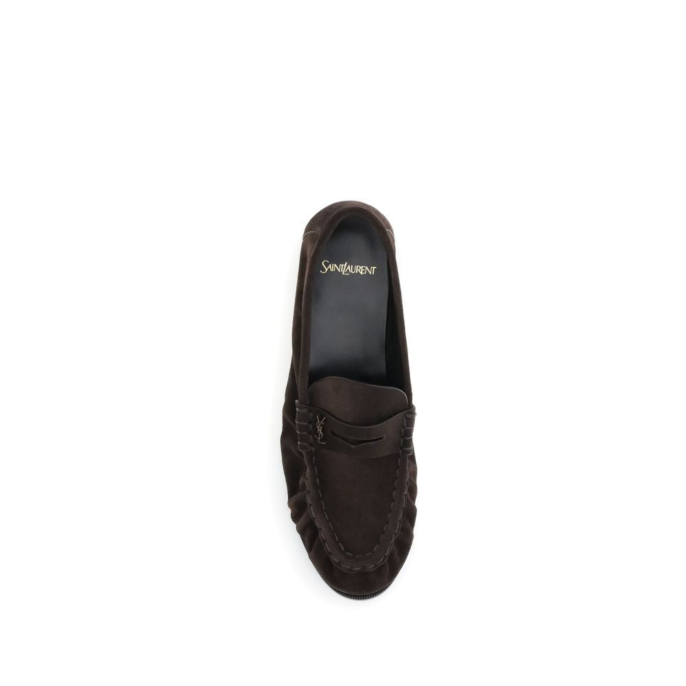 Saint Laurent Brown Calf Leather Bos Taurus Slip-On Loafers