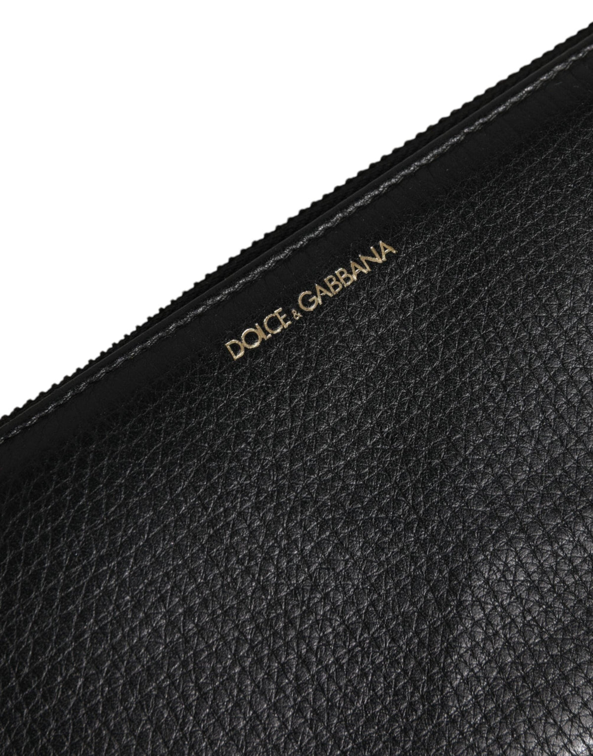 Dolce & Gabbana Black Calfskin Leather Logo Zip Around Continental Wallet