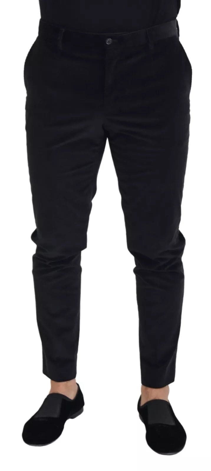 Dolce & Gabbana Black Stretch Cotton Slim Trousers Chino Pants