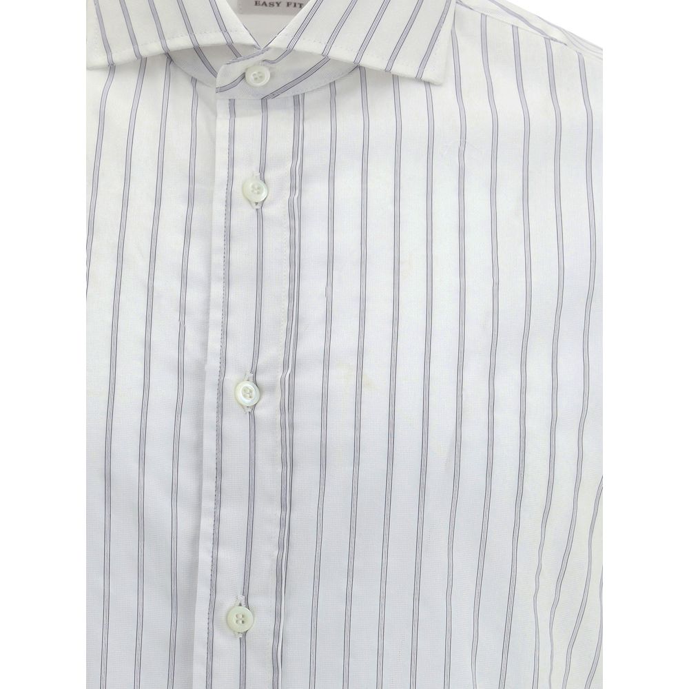 Brunello Cucinelli White Cotton Pattern Shirt