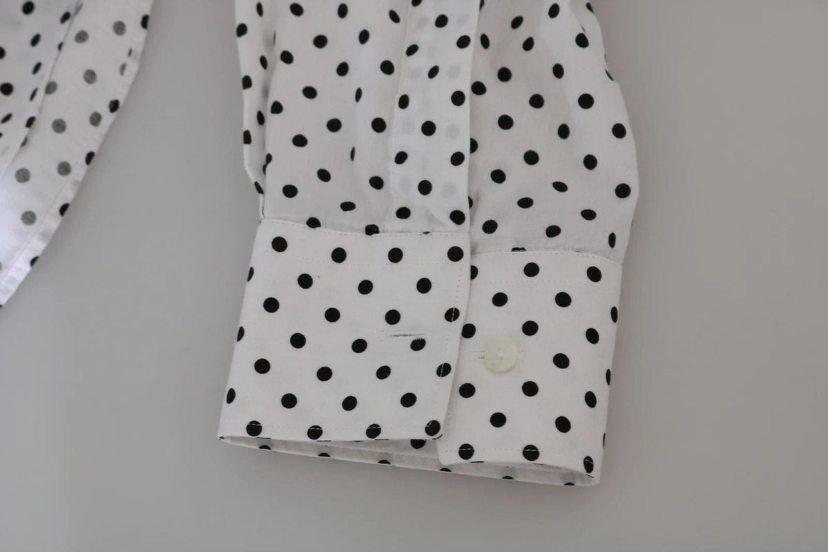 Dolce & Gabbana White Dotted Dress Formal MARTINI Shirt