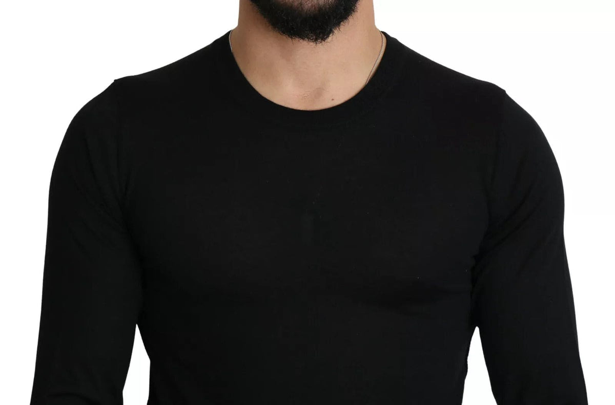 Dolce & Gabbana Black Cashmere Crewneck Pullover Sweater